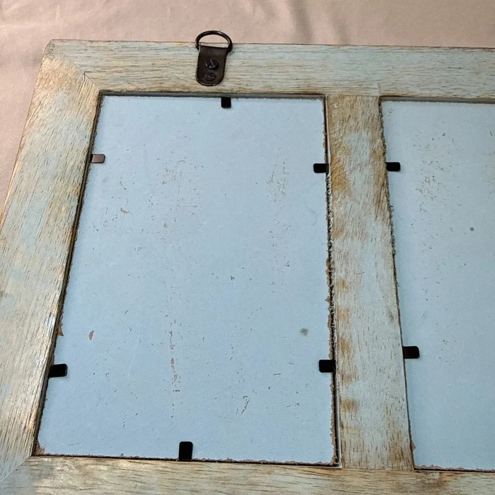 Prinz Homestead Rustic Teal Wood Collage Picture Frame 3-Opening 4x6 New